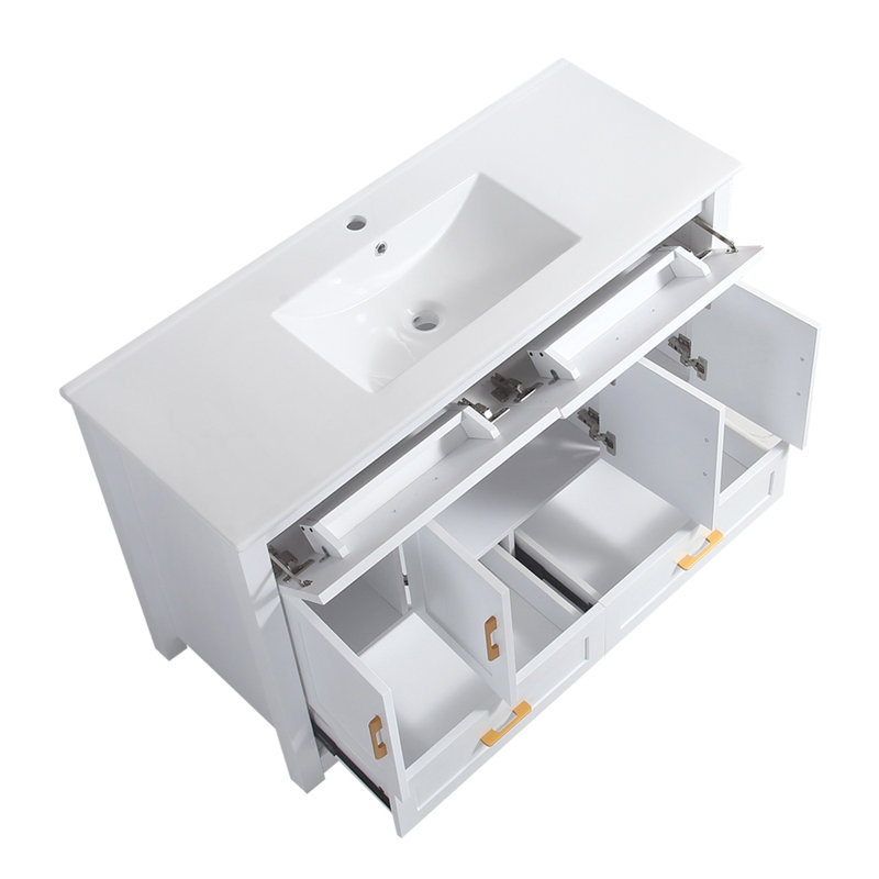 Meuble-lavabo 48 po avec lavabo en céramique, Blanc