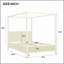 Grand lit plateforme à baldaquin en bois avec lattes de soutien, beige-129230872-129230870