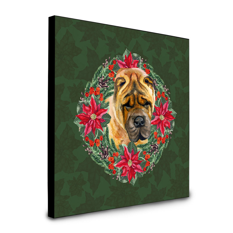 Panneau mural d’art à couronne poinsetta Fabrienne, Shar Pei