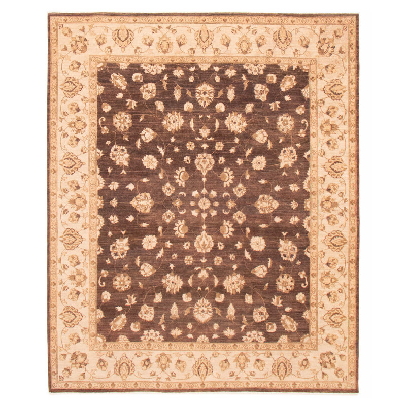 One of kind Hand-Knotted Chobi Finest Brown Rug 8'1" x 9'10"