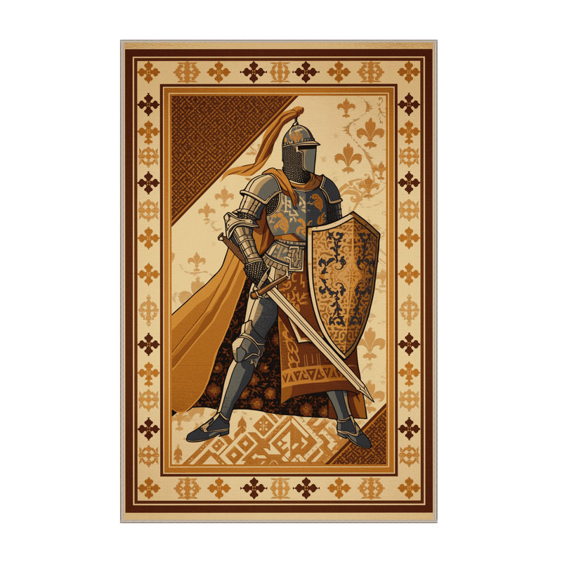 Tapis oriental brun lavable à la machine Broker Crusader Knight, 8 x 10