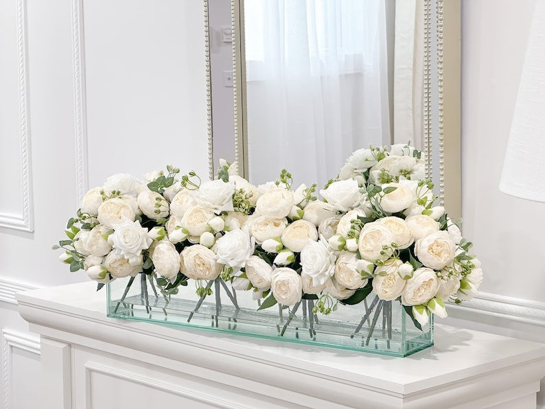 Roses Arrangement in Vase, 24, White