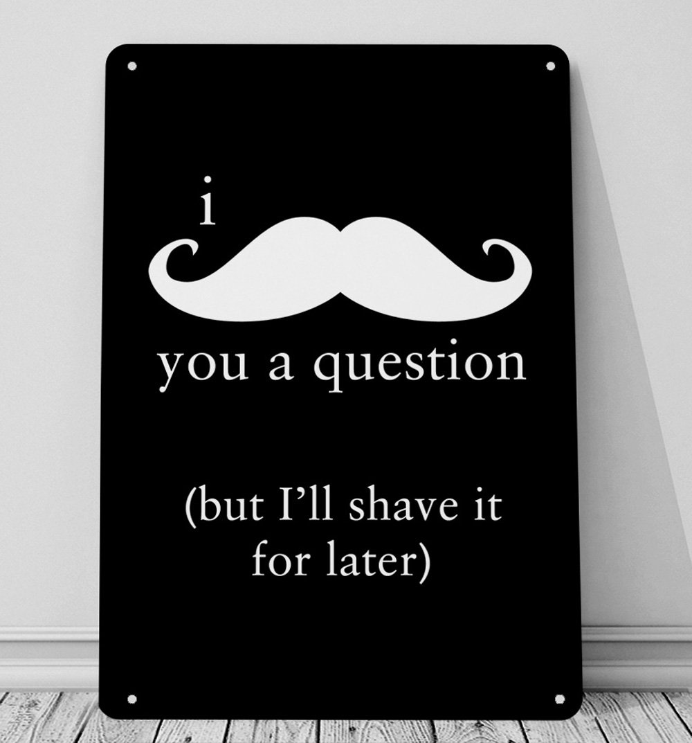 'Moustache' - Unframed Typography Print on Metal