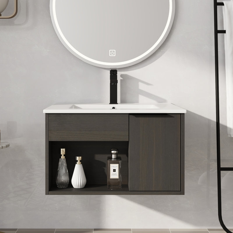 Meuble-lavabo mural 24 po avec lavabo en céramique, 24"
