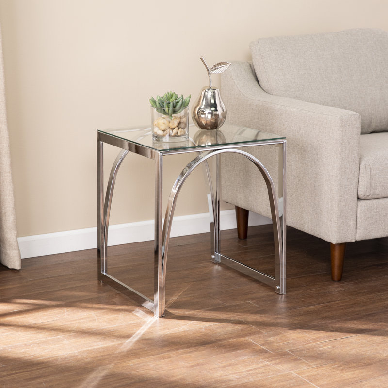 Table de bout carrée en verre Stevenly