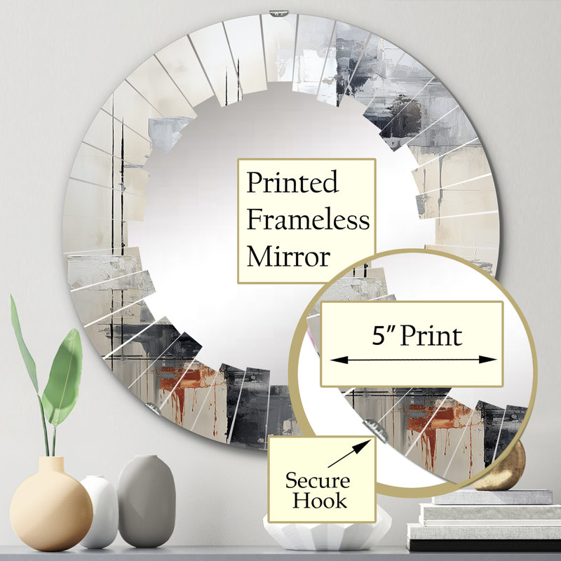 Nizana - Miroir mural moderne rond, 24 po x 24 po
