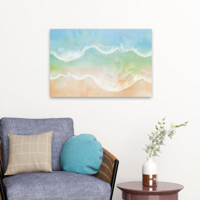 Ocean Breeze VII Crop Coastal Abstract Blue White Beach Birds Eye View