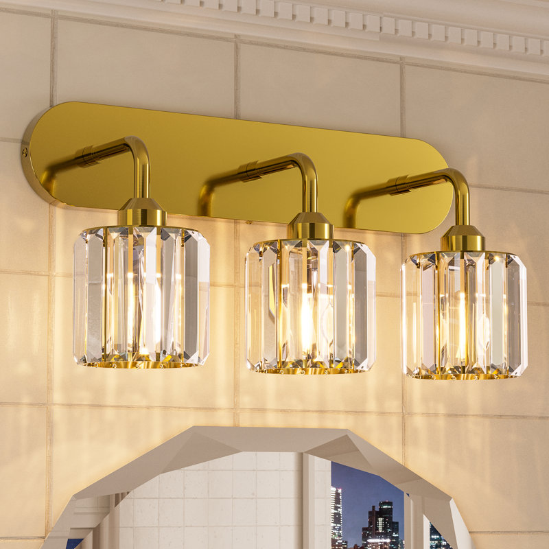 Éclairage de meuble-lavabo à intensité variable, Trois lumières, Or brossé