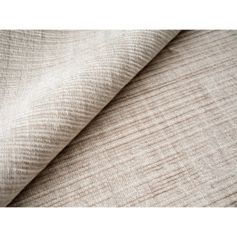 Cantori Hand Loomed Wool/Silk Striped Area Rug in Ivory/Light Beige, Rectangle 4' x 6'