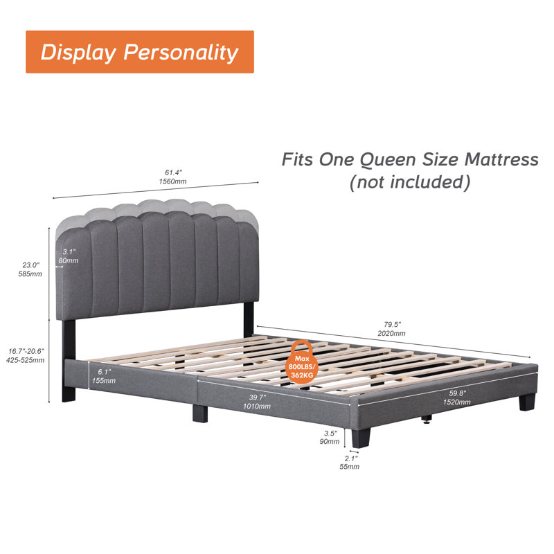 3-Piece Bedroom Furniture Set, Queen Size Bed Frame And 2 Nightstand With 4 Drawe For Bedroom, Gray/Brown