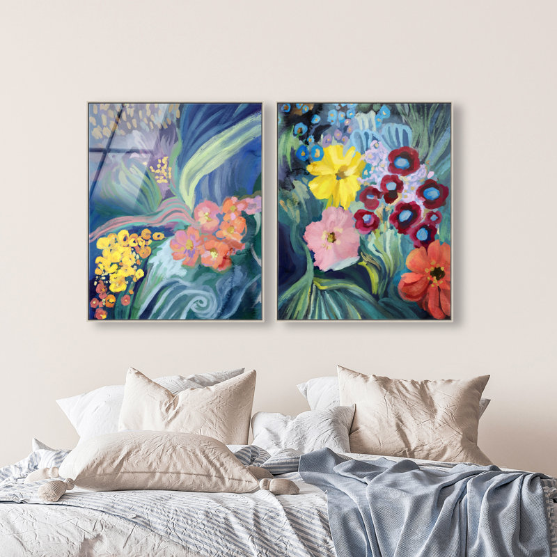 Spring Motion Set Set by Oliver Gal, 42"H x 34"W, Silver Floater Frame