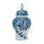Pot à gingembre en porcelaine, 21 cm de diamètre x 39 cm de hauteur. Pot classique bleu et blanc orné de motifs floraux et d'oiseaux, idéal pour la décoration intérieure.