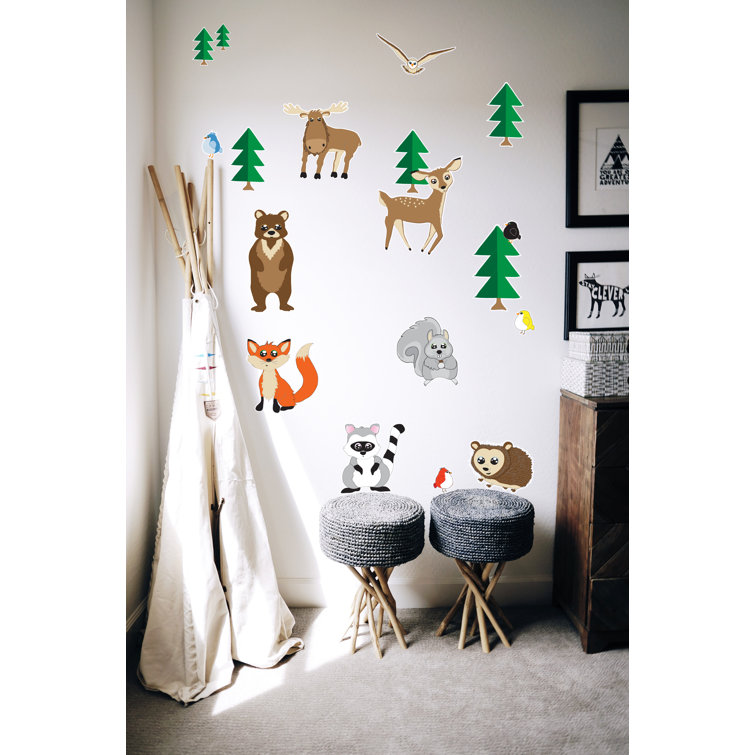 Forest Animals Fabric Wall Decal, Woodland Animals Set - Peel and