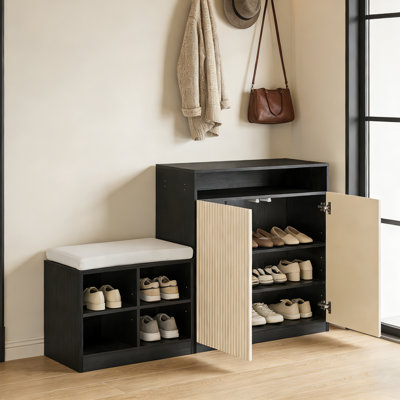 Range-chaussures avec banc et coussin