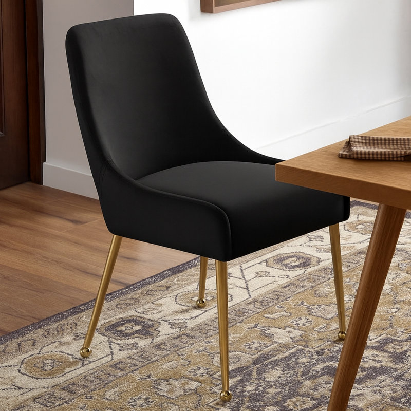 Owen Velvet Upholstered Side ChaiR, Black Velvet