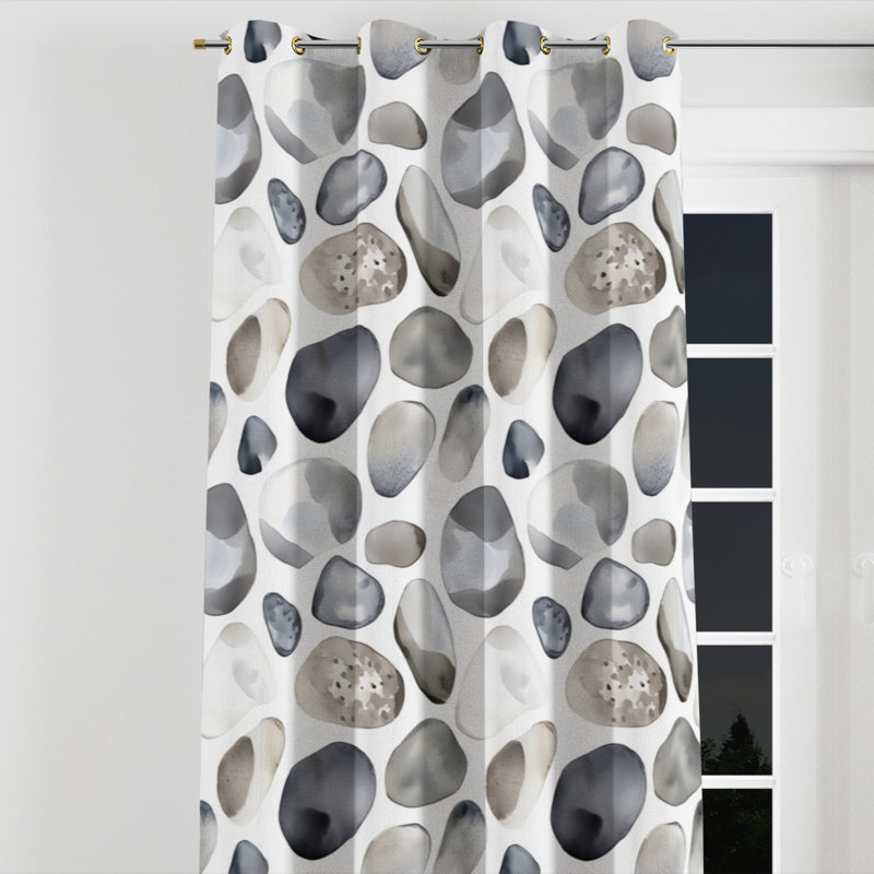 Coastal Velvet Curtains - Grey Azarian Grommet Curtain - 1 Panel, Gold Grommets, 52" W x 63" L