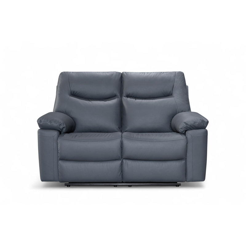 Blinera Faux Leather Reclining Sofa, 2, Dark Grey