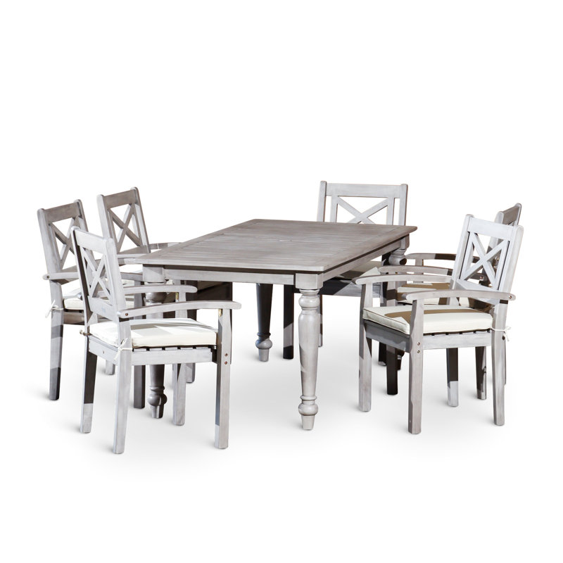 Table rectangulaire d'extérieur gris argenté avec parasol