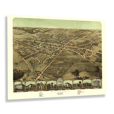«1867 Pontiac Oakland County Michigan Map Wall Art» sur papier