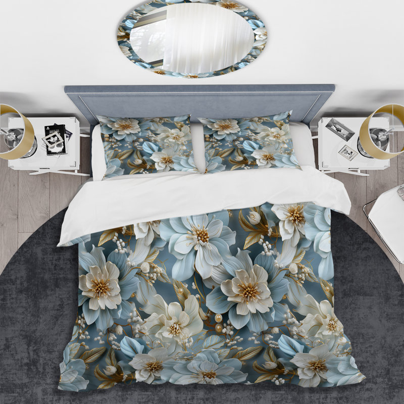 Ensemble de housse de couette Ethereal Rococo Flourish Victorian, Housse de couette simple + 1 taie décorative stan