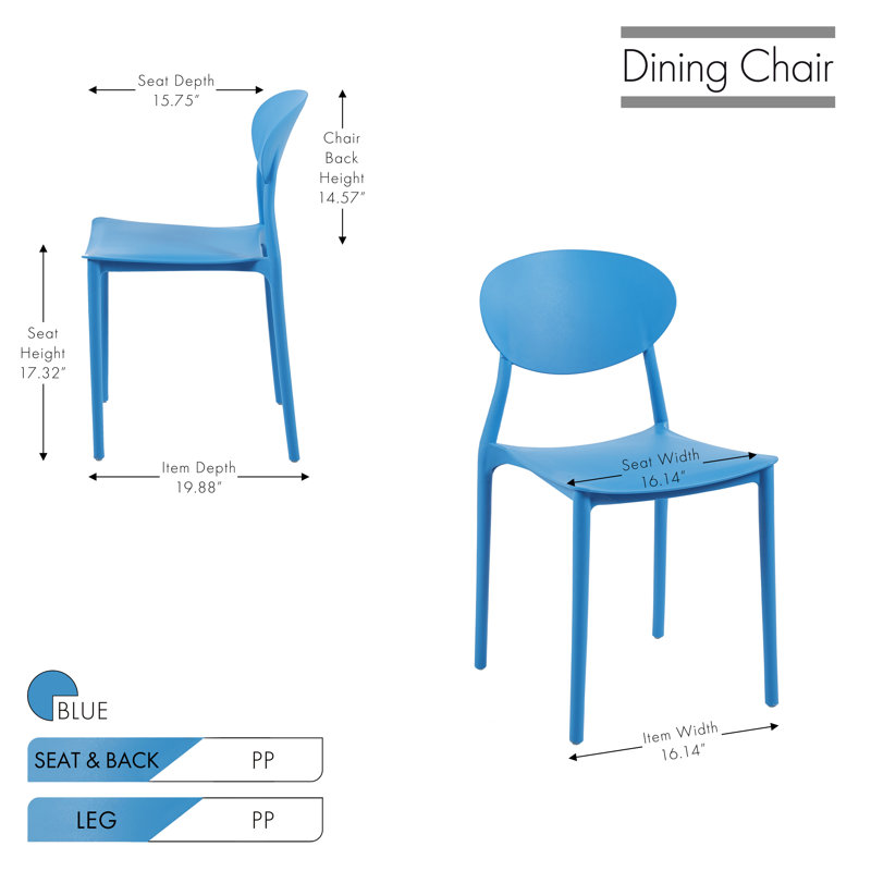 Chaise d'appoint empilable Kaden, Bleu