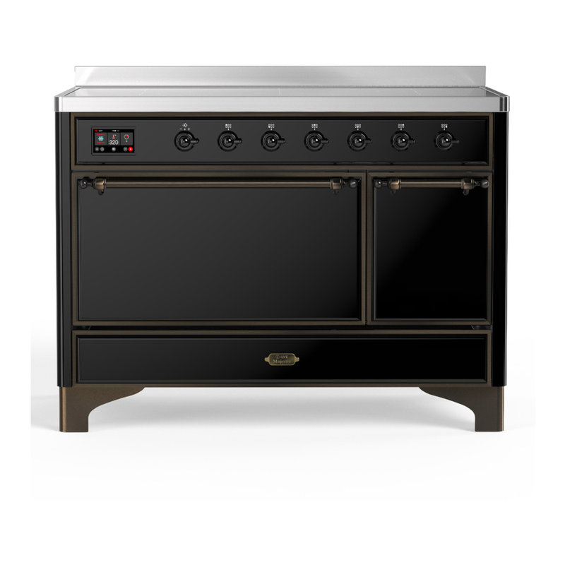 Majestic III Series 48 Inch Induction Range with 6 Induction Elements in Glossy Black (Burnished Trim), Burnished