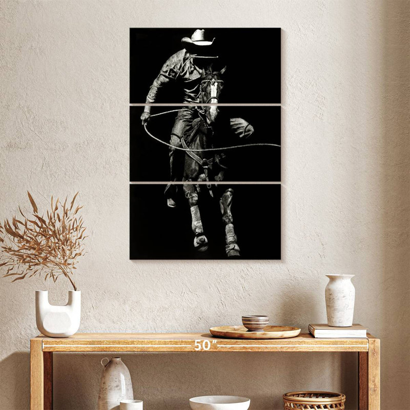 Lelar Scratchboard Rodeo VIII, 65" H x 42" W