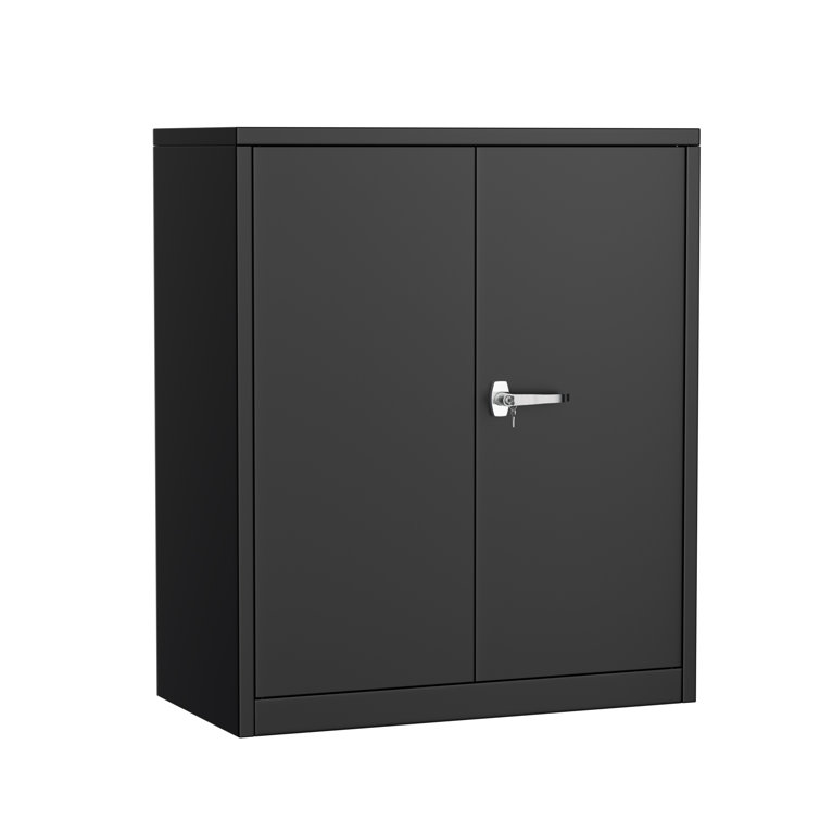 42 inch Metal Garage Storage Cabinet with 2 Drawers and Adjustable Shelves - Black