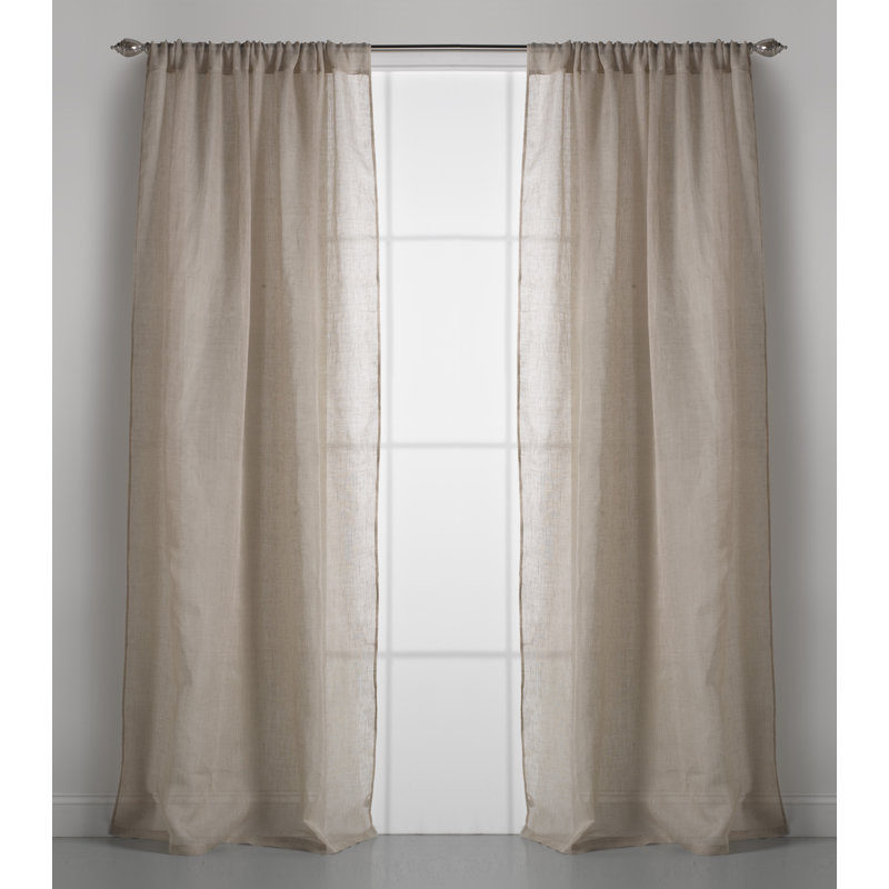 Linen Sheer Curtain Single Panel, 54" W x 96" L, Natural