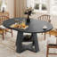 Table de salle à manger extensible ronde à ovale pour 4 à 6 personnes, table de cuisine en bois avec rangement caché et chaises rembourrées, table de salle à manger compacte pour petits appartements-124587970