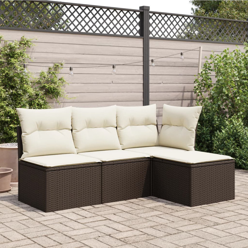 Tabouret de jardin brun, Brun, Blanc