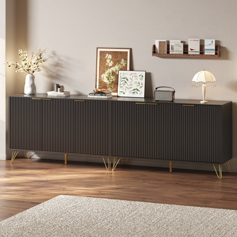 Camilo 94'' W Storage Credenza,TV Stand for TVs up to 85", Black