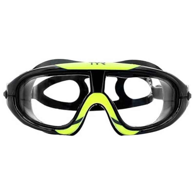 TYR Unisex Orion Swim Mask Goggles, Color Smoke/Black/Yellow, For Ages 16+, 8" H x 10" W x 12" D, Smoke/Black/Yellow