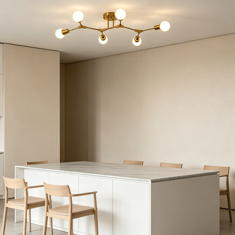 Plafonnier semi-encastré Modern, 6, H 5,9 po x l 35,4 po x P 6,3 po