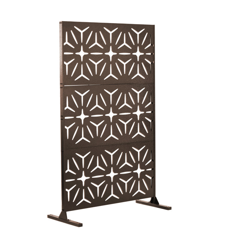 Outdoor Privacy Screen 3-Panel Freestanding, Decorative Room Divider, Bronze
