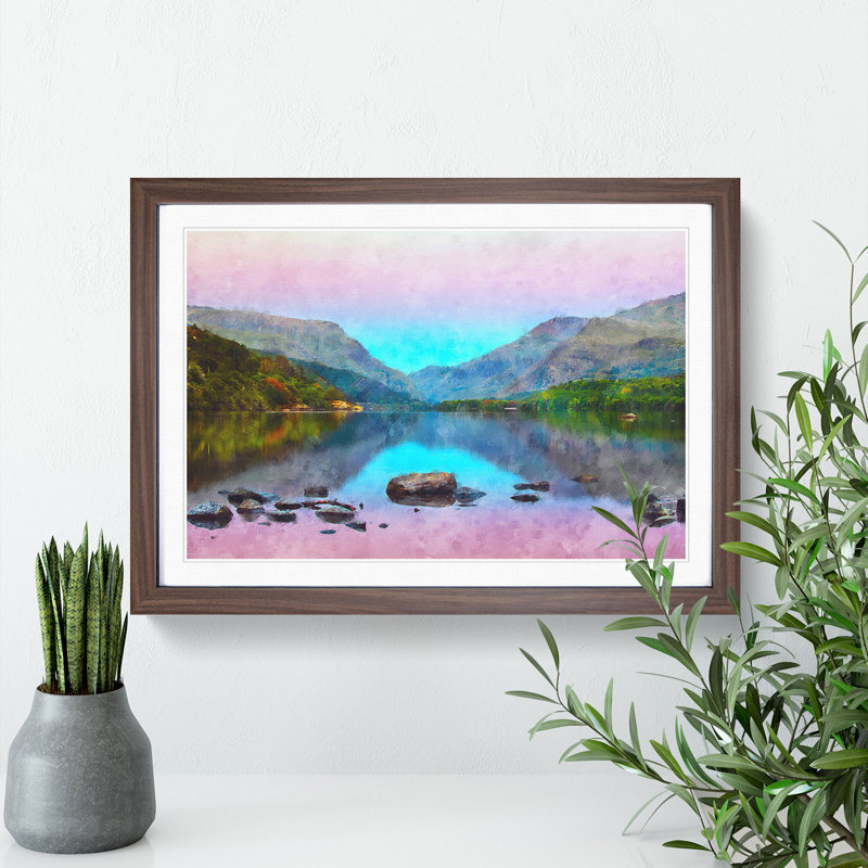Padarn Lake in Snowdonia Wales - Framed Print, 36cm H x 48cm W x 2cm D, Walnut Framed