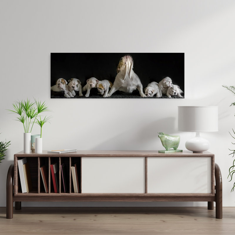 Mama Bulldog And Pups by Gert Van Den - Wrapped Canvas Panoramic Print, 91.44 cm H x 30.48 cm W