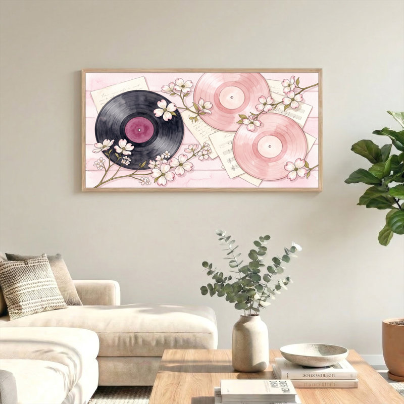 Ensemble de 1 tableau mural en vinyle à motif de fleurs sur toile, L 40 po x H 20 po, Naturel