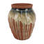 Vase décoratif Hino, texture de peinture dégoulinante, céramique brune de 13 pouces