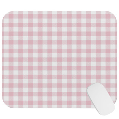 Pink Plaid Dreams II Modern Gaming Cute Office Laptop Desk Pad Gift Mat Square Rectangle Non-Slip Mousepad