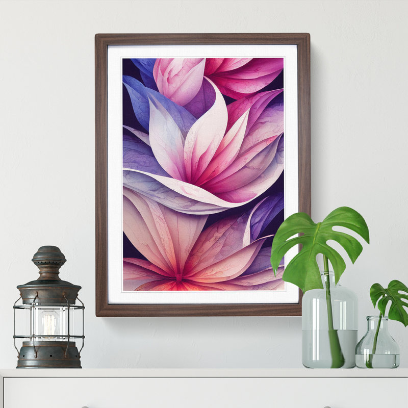 Wondrous Watercolour Flowers No.4 - Framed Print, 46cm H x 34cm W x 2cm D, Walnut Framed