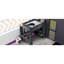 Lit mezzanine en bois pleine grandeur gris foncé, bureau, rangement, DEL et charge, conception fonctionnelle avec armoires de rangement, ports de chargement, aucun sommier nécessaire