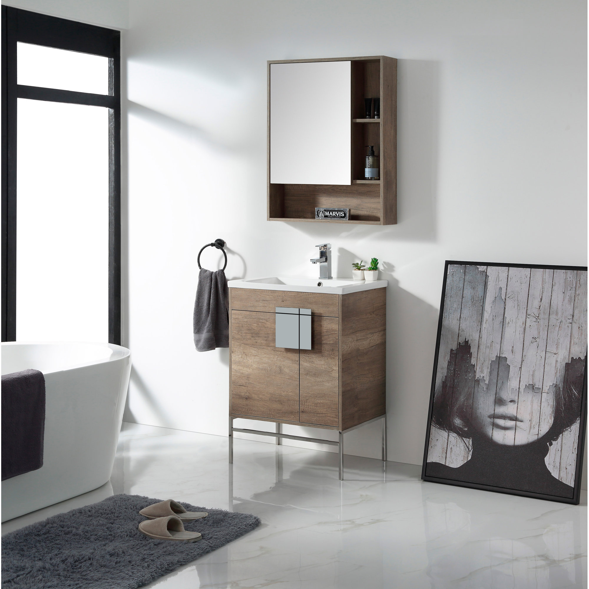 Maisie 24'' Single Bathroom Vanity, Gray, Polished Chrome