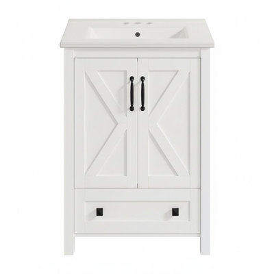 Armoire autoportante moderne 24 po avec lavabo en céramique 24 po avec 2 portes et 1 tiroir