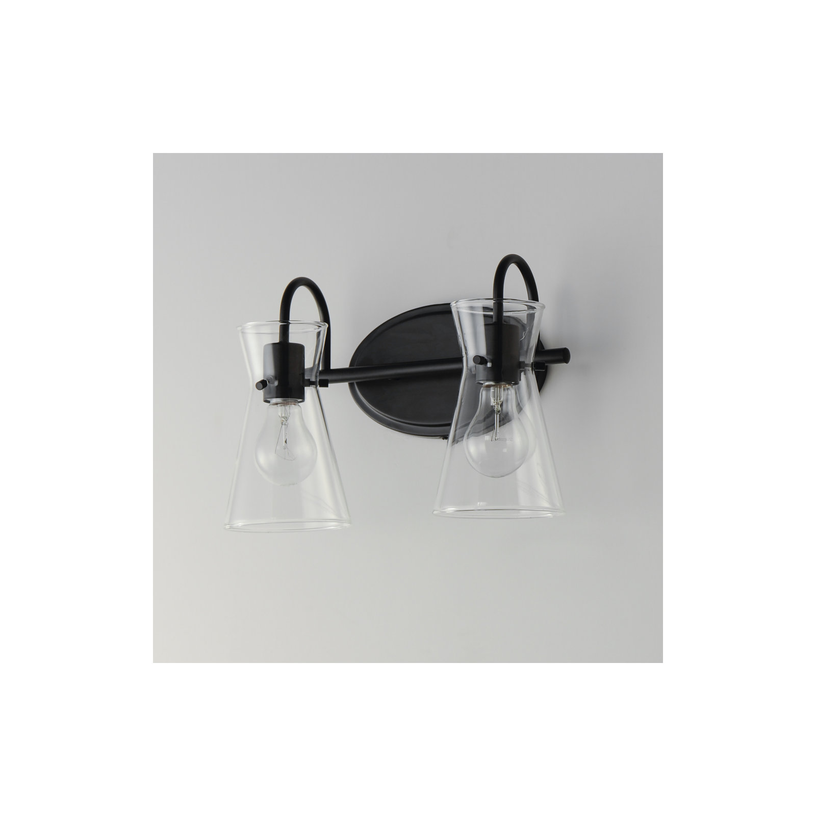 2 Light Transparent Dimmable Vanity Light, Black