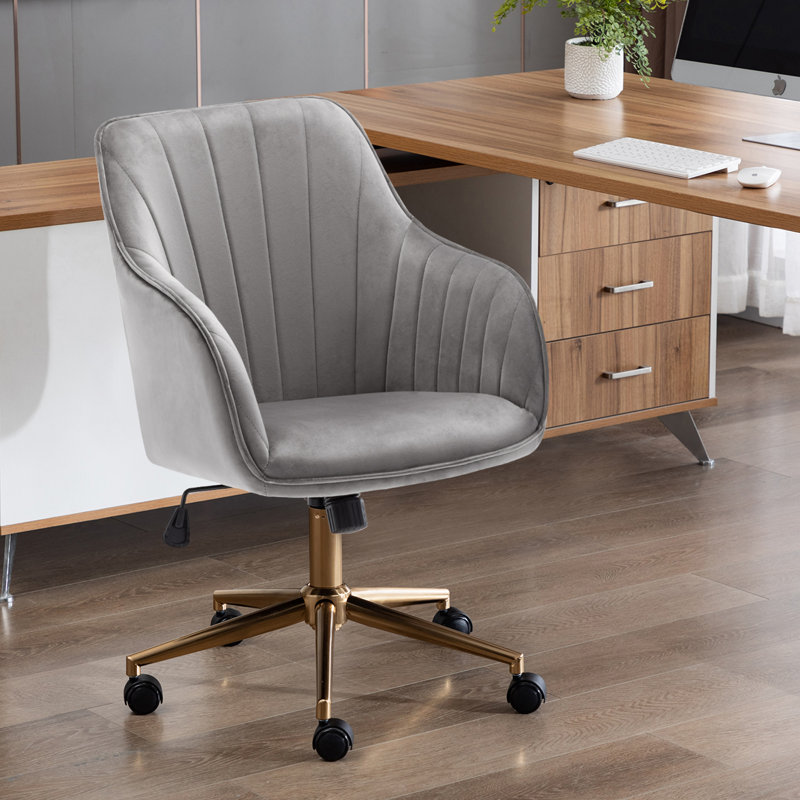 Roxanne Office Chair, Grey, Gold