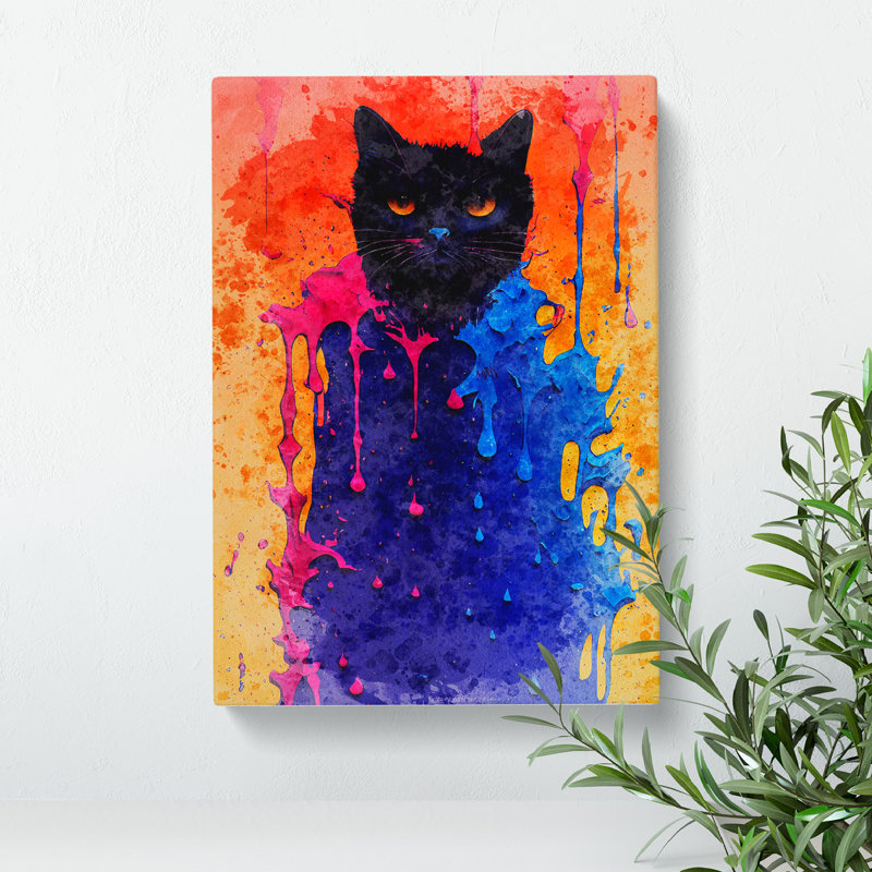 Painted Cat No.4 - Wrapped Canvas Painting, 60cm H x 40cm W x 3cm D