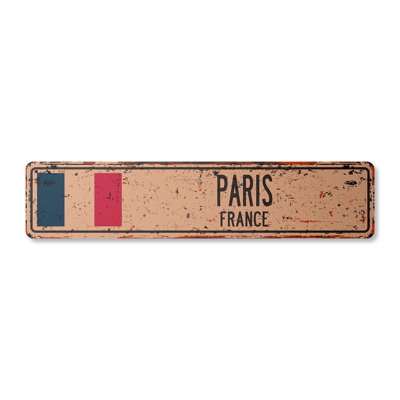 Paris Fr Street Sign Heavy Duty Plastic 4" X 18"