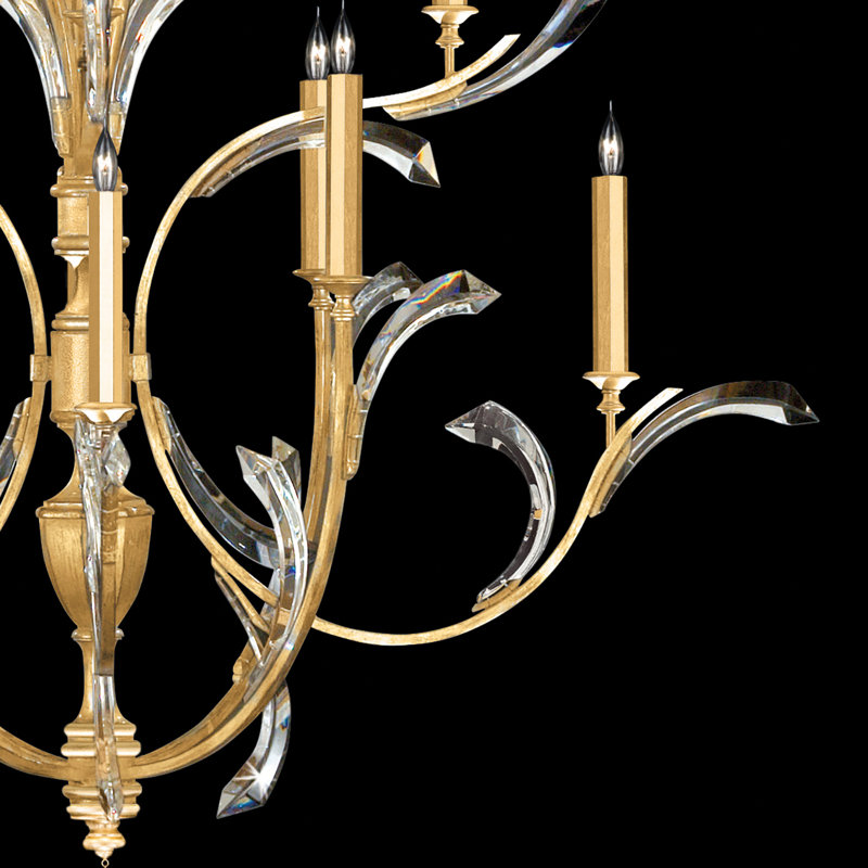 Beveled Arcs 16 - Light Tiered Chandelier, Gold Leaf
