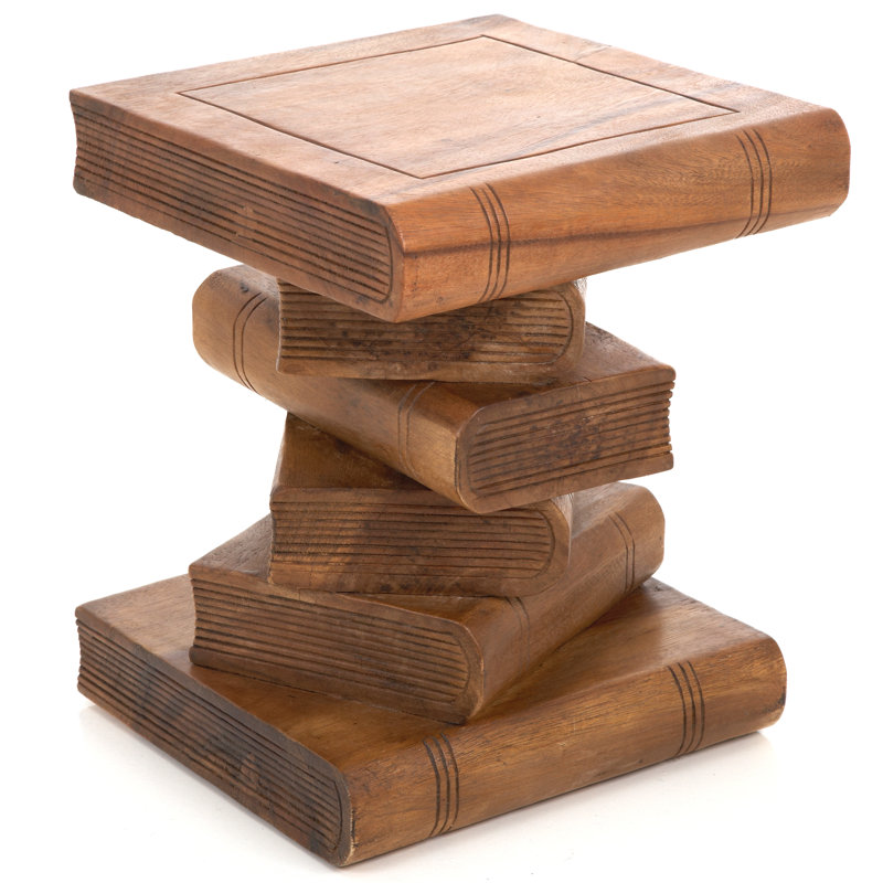 Bookstack Solid Wood End Table, Waxed